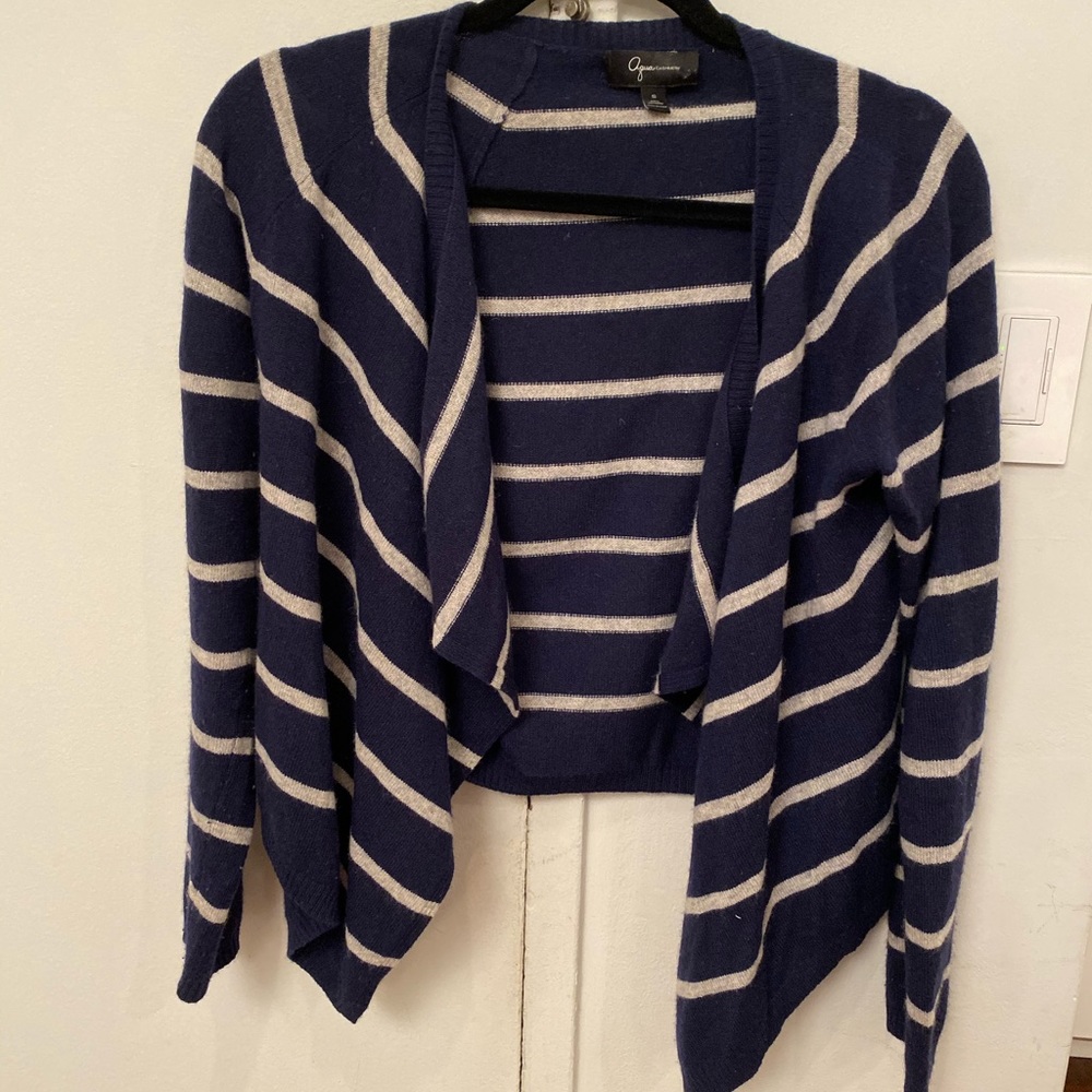 Blue and Navy Striped Cashmere Cardigan